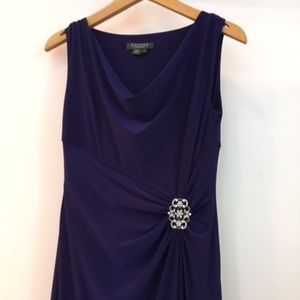 LAUREN RL Full-length Jersey Cowl-Neck Dress